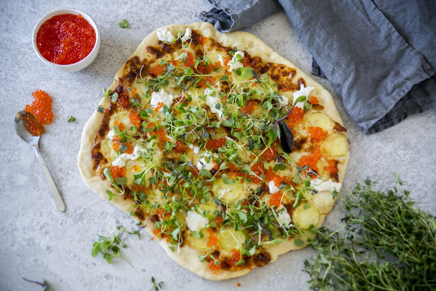 En så kallad vit pizza utan tomtatsås