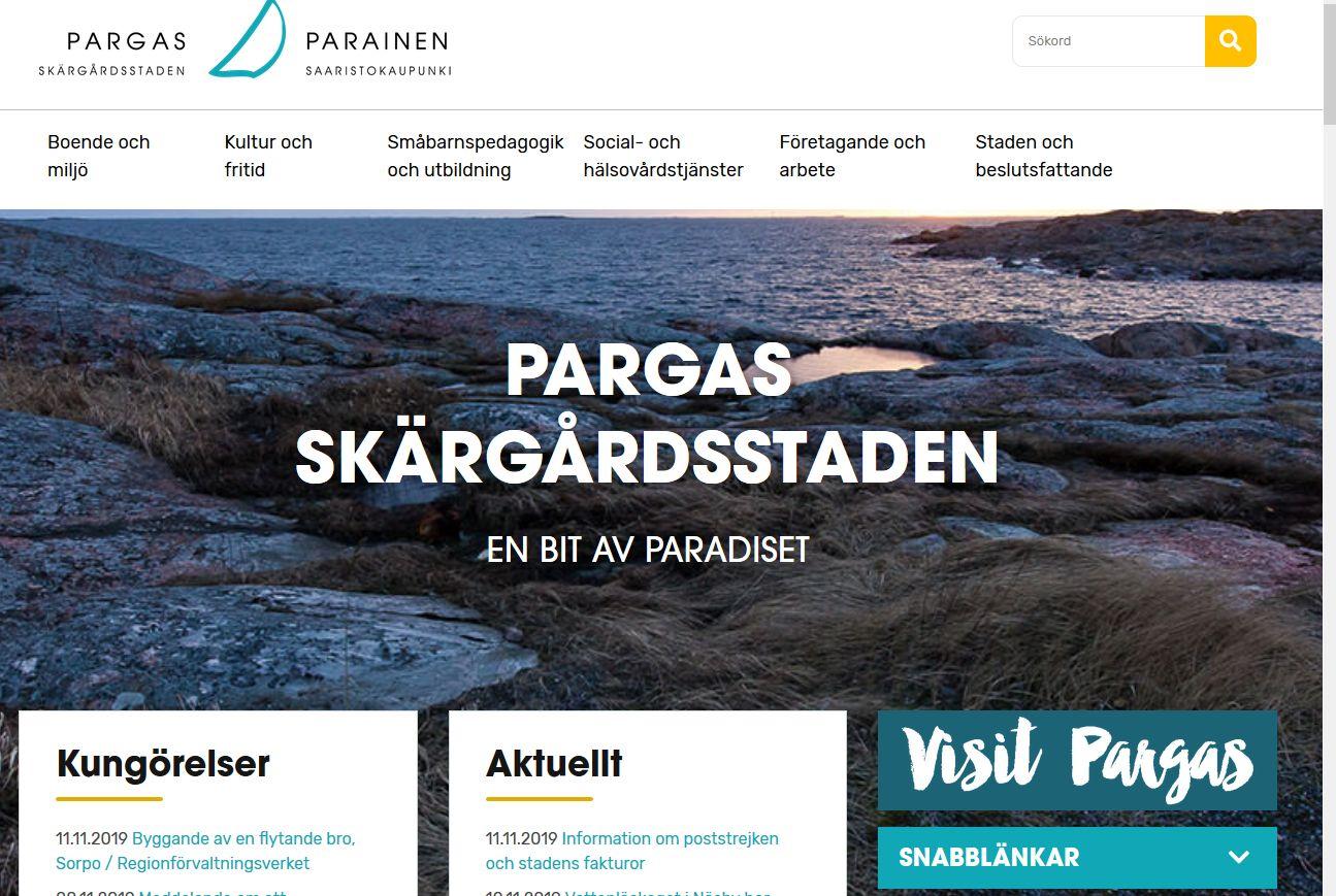 kopia av webbsida för pargas stad