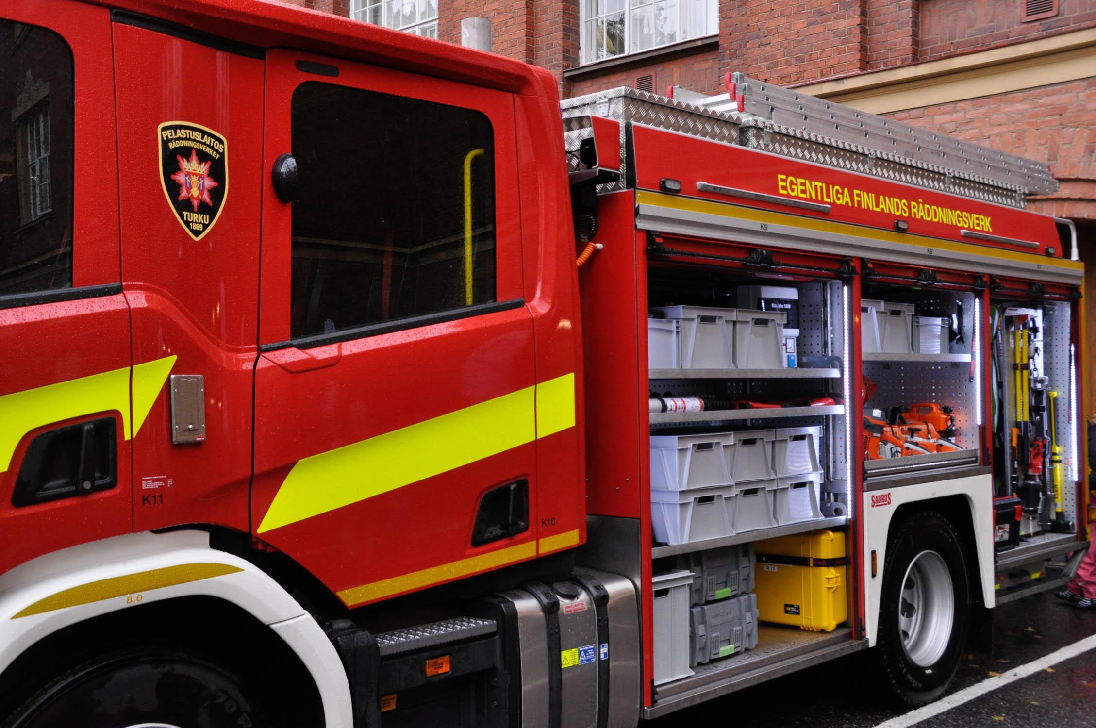 Brandbil på brandstationen i Åbo