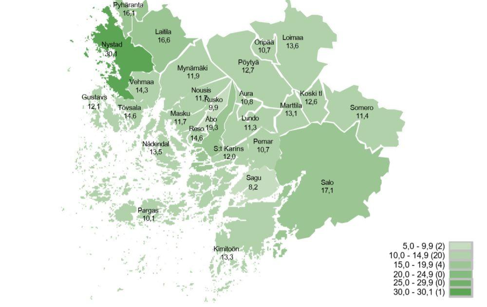 Karta med arbetslöshetsdata