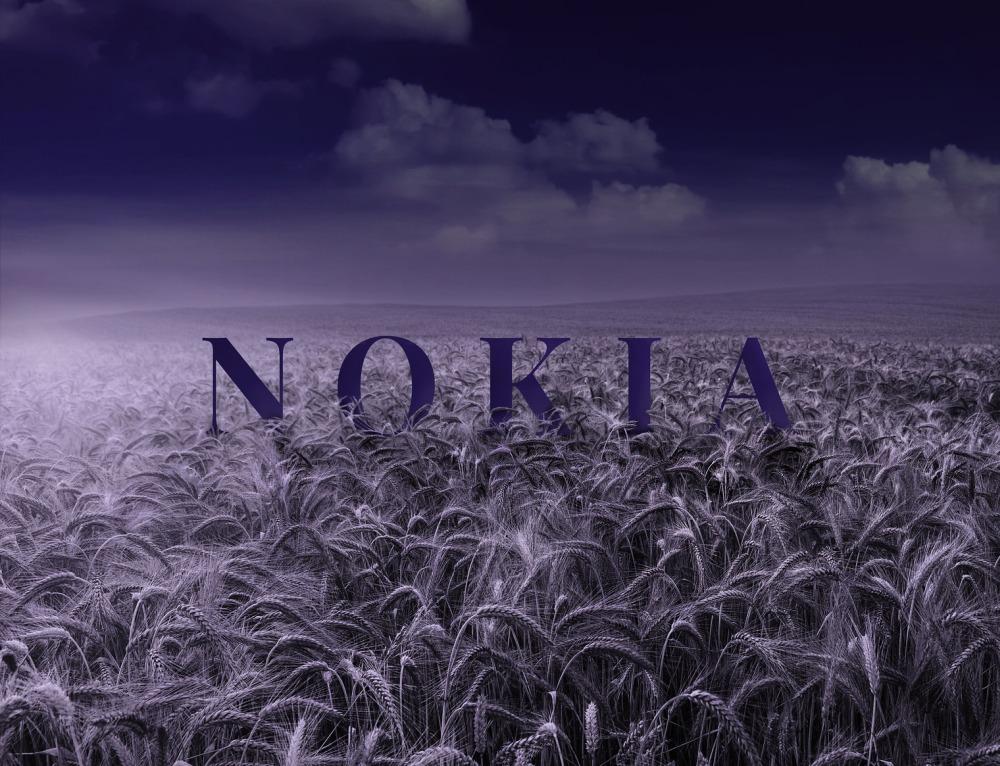 digitalproducerad bild av en åker med texten "NOKIA"