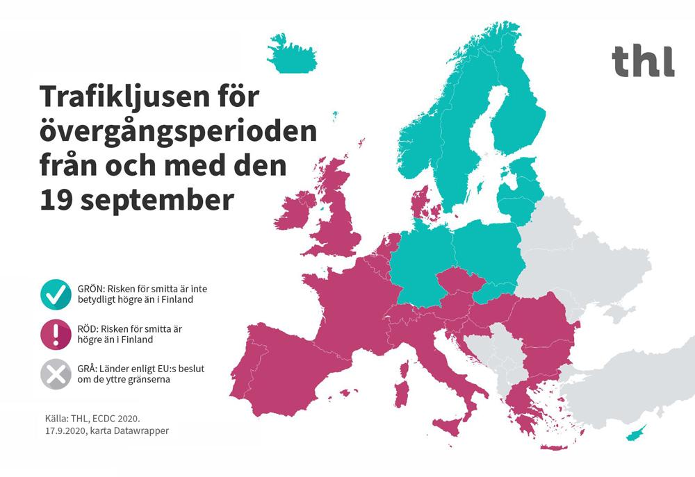 Karta över smittläget i Europa